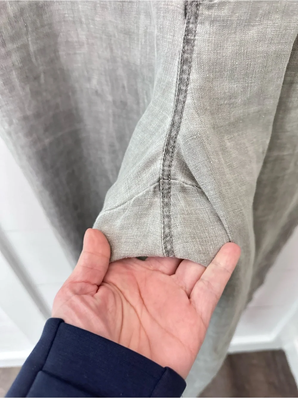 Tommy Bahama Relax XL grey 100% linen sip elastic waist loose fit coastal pant